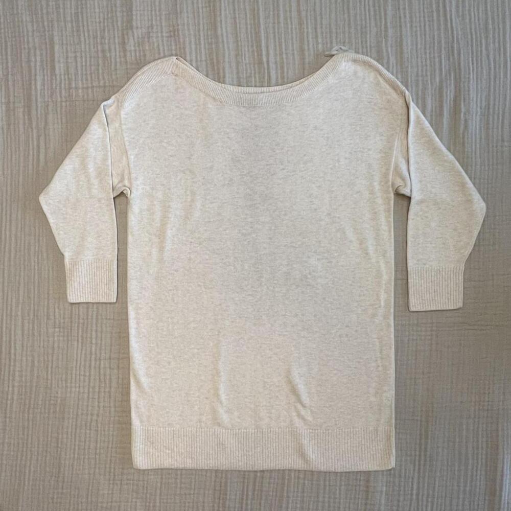 Jeanne Pierre cream off white off the shoulder sweater with 3/4 sleeves